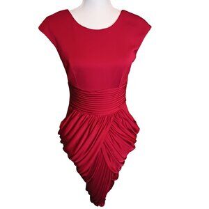 Mikael Aghal, Jersey Knit Layered Party Dress in Red, Size 2,‎ *NWT